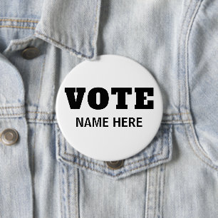 CUSTOM VOTE VOTERS CANDIDATE ELECTION 4 INCH ROUND BUTTON
