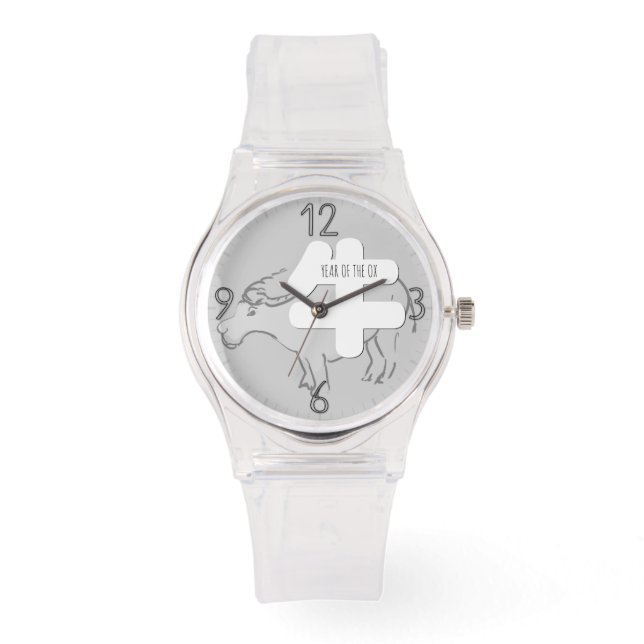 Custom W Ox Ideogram Chinese Zodiac Birthday eW W Watch (Front)