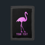 Custom wallet with neon pink flamingo bird design<br><div class="desc">Custom wallet with neon pink flamingo bird design. Personalized money wallet for kids and adults. Black and pink colours.</div>