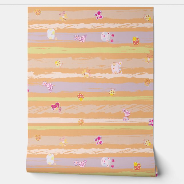 Custom Wallpaper 2' x 8' Textured Vinyl – Baby Joy (Unrolling)