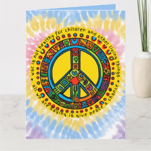 Custom War Is Not Healthy Quote Peace Sign Tie Dye Card