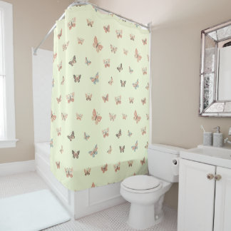Custom Warm Colour Butterfly Pattern Shower Curtai