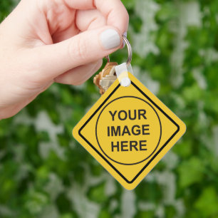 Custom Warning Diamond Sign Keychain