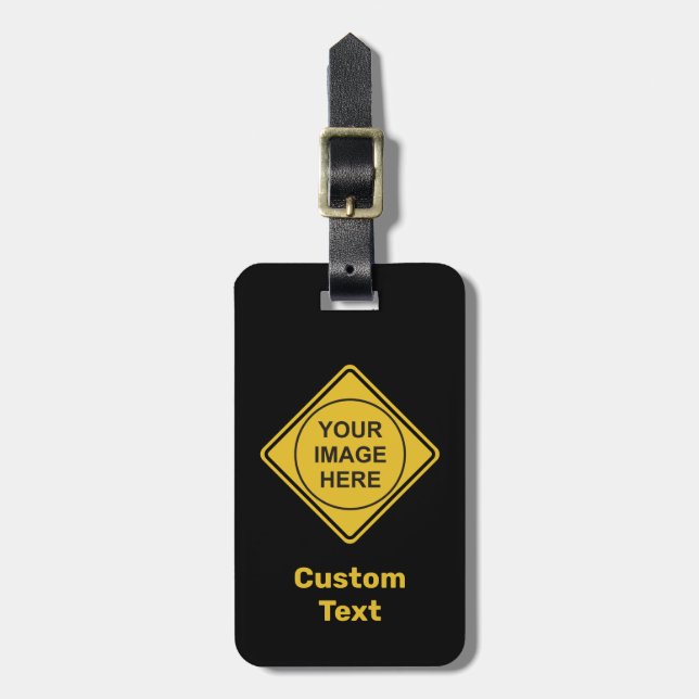 Custom Warning Diamond Sign Luggage Tag (Front Vertical)