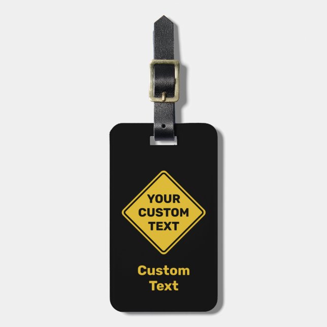 Custom Warning Diamond Sign Luggage Tag (Front Vertical)