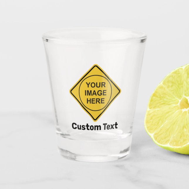Custom Warning Diamond Sign Shot Glass (Front)