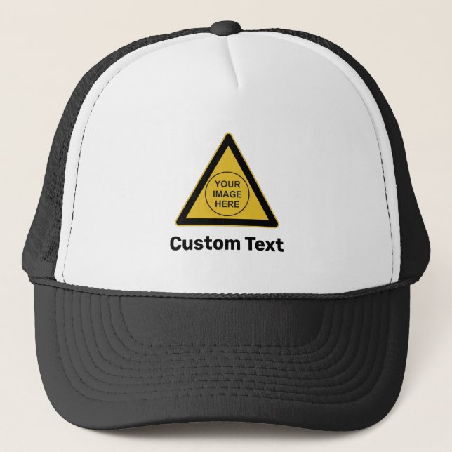 Custom Warning Triangle Sign Trucker Hat (Front)