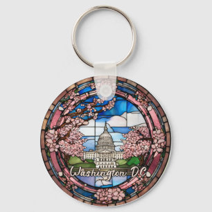 Custom Washington DC Dated Cherry Blossom  Keychain