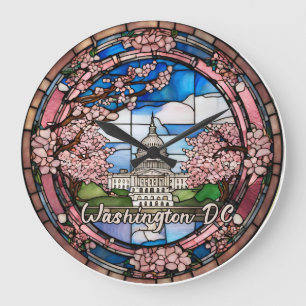 Custom Washington DC Dated Cherry Blossom  Large Clock