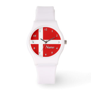 Custom watch with Danish flag of Denmark
