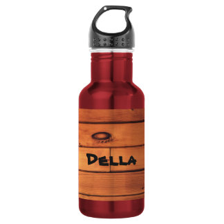 Custom Water Bottle (18 oz) Red with Brown