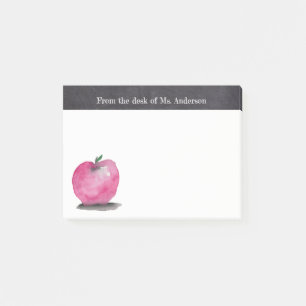 Custom Watercolor Apple From the desk of teacher Post-it Notes