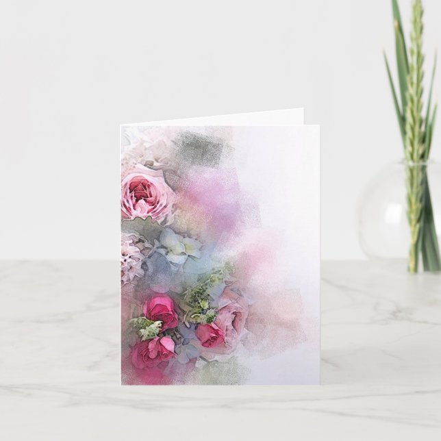 Custom Watercolor Art Roses Flowers Floral Modern Invitation (Front)