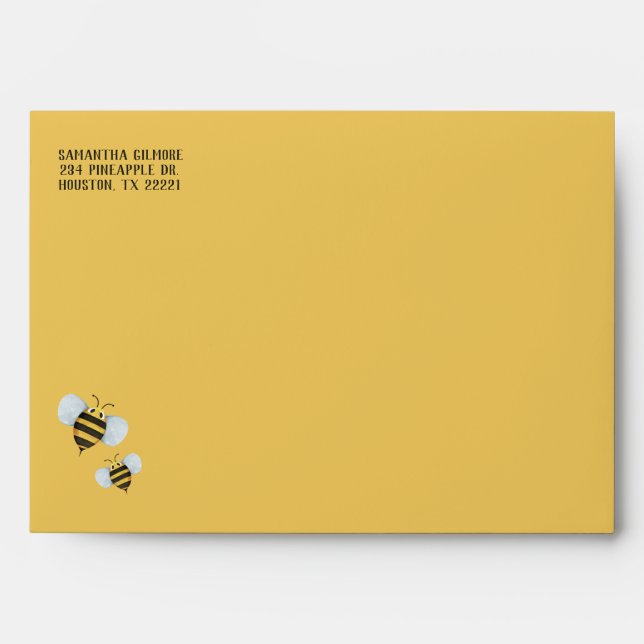 Custom Watercolor Bee Pattern Envelope (Front)