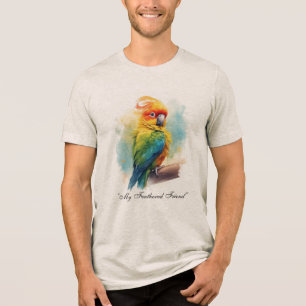 Custom Watercolor Bird Pet Portrait T-Shirt  Tri-Blend Shirt