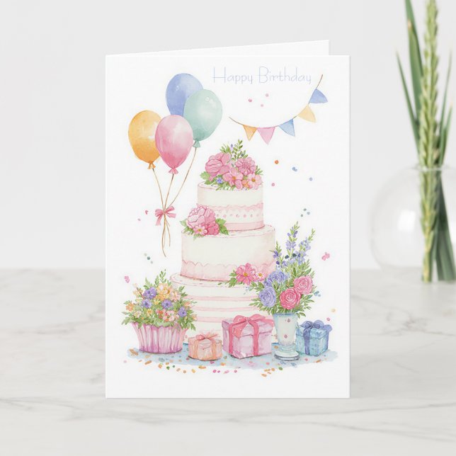 Custom Watercolor Birthday Card (Front)