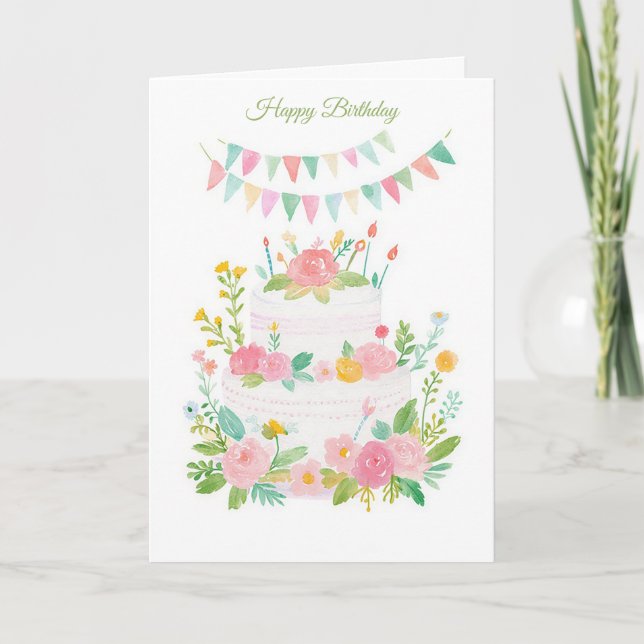 Custom Watercolor Birthday Card (Front)