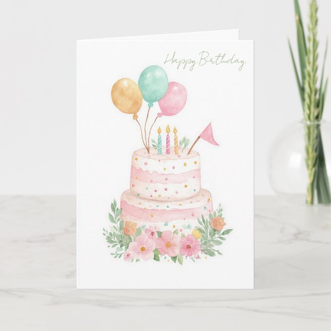 Custom Watercolor Birthday Card (Front)