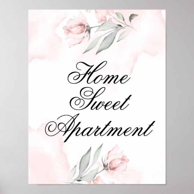 custom Watercolor Blush Pink Wild Rose Poster (Front)