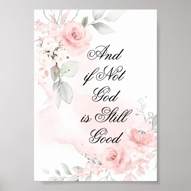 custom Watercolor Blush Pink Wild Rose Poster (Front)