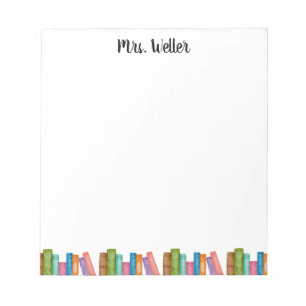 Custom Watercolor Book-Lover Design for Librarian Notepad
