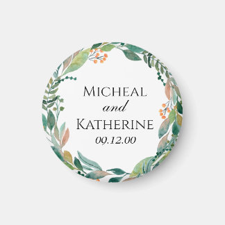 Custom Watercolor Botanical Wreath Magnet