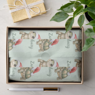 Custom Watercolor Christmas Tortoise Santa Hat Tissue Paper