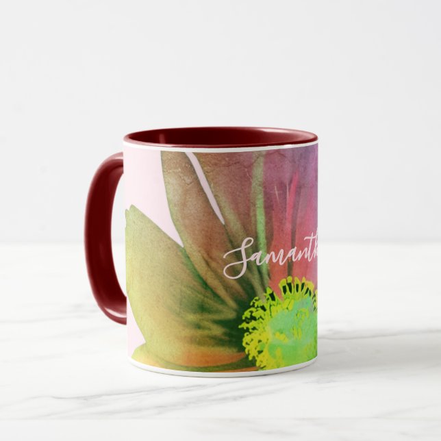 Custom Watercolor Colorful Wildflower Pastel Pink  Mug (Front Left)