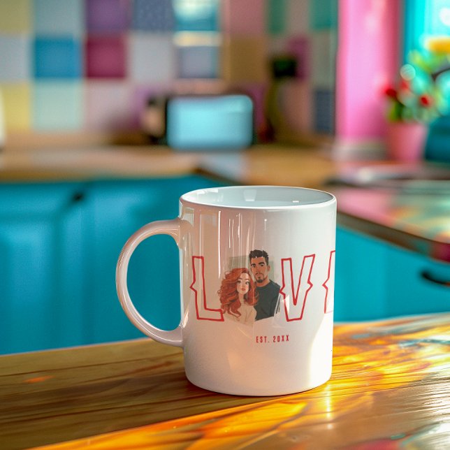 Custom Watercolor Couple Portrait Love Coffee Mug (Creator Uploaded)