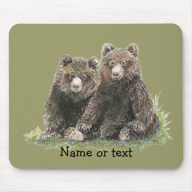 Custom Watercolor Cute Bears Mouse Pad (Front)
