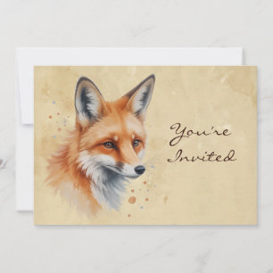 Custom Watercolor Dated, Fox Animal Birthday Party Invitation