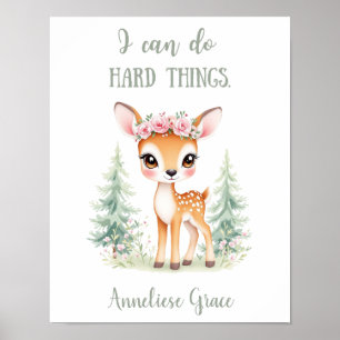 Custom Watercolor Deer Woodland Animal Nursery Poster