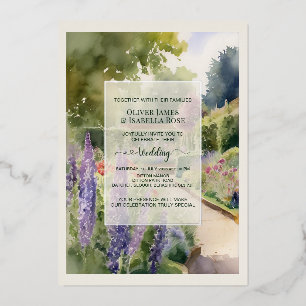 Custom Watercolor Ditton Manor Wedding Invitation