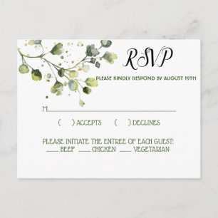 Custom Watercolor Eucalyptus Greenery Leaves RSVP Postcard