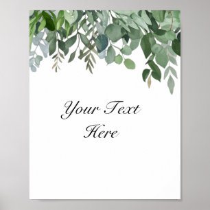 Custom Watercolor Eucalyptus Greenery Sign Poster 