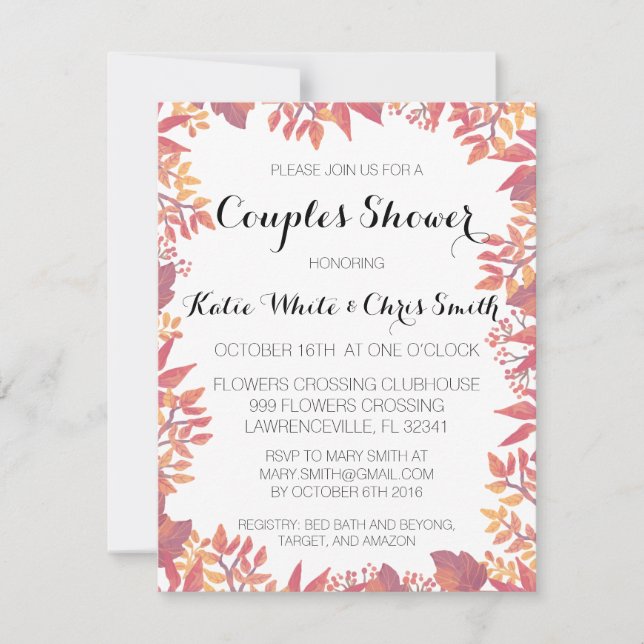 Custom Watercolor Fall Invitation (Front)