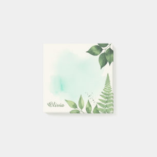 Custom Watercolor Fern Botanical Sticky Notes