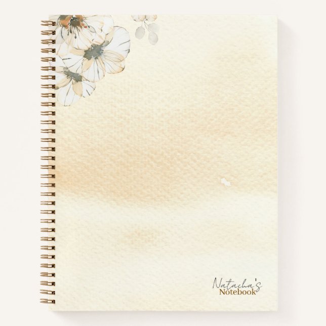 Custom watercolor floral Kraft paper Modern Notebook (Front)