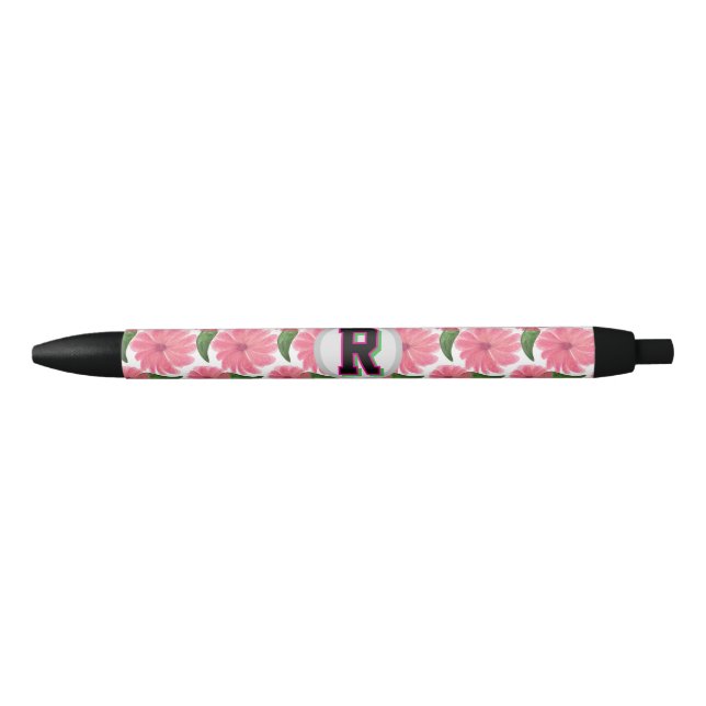 Custom Watercolor floral pattern  Black Ink Pen (Front)