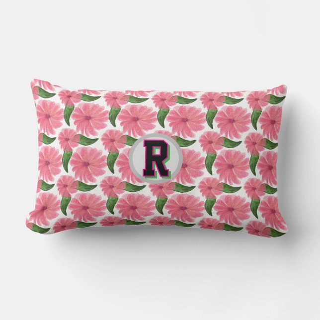 Custom Watercolor floral pattern  Lumbar Pillow (Front)