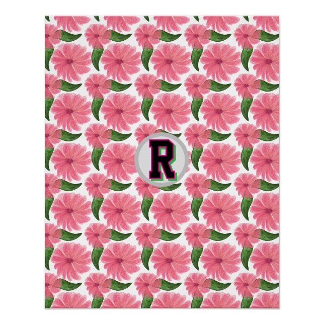 Custom Watercolor floral pattern  Poster (Front)