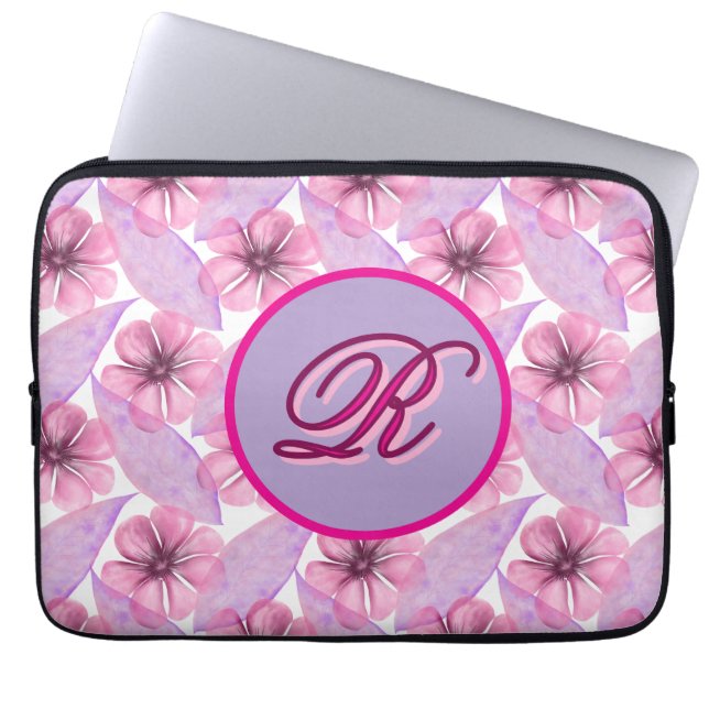 Custom Watercolor floral pattern  Poster Laptop Sleeve (Front)