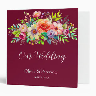Custom Watercolor Floral Wedding Binder