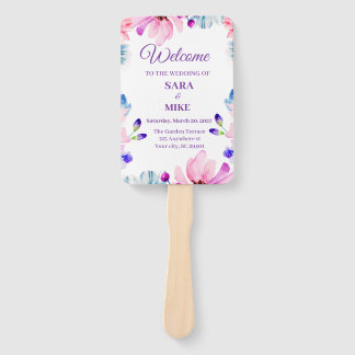 Custom Watercolor Floral Wedding Schedule Hand Fan