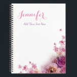 Custom Watercolor Flowers Roses Elegant Template Notebook<br><div class="desc">Custom Watercolor Flowers Roses Elegant Modern Template Spiral Notebook.</div>