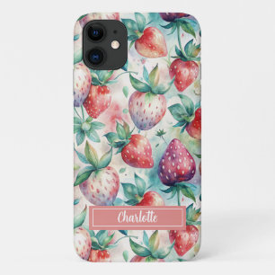 Custom Watercolor Fresh Strawberries iPhone 11 Case