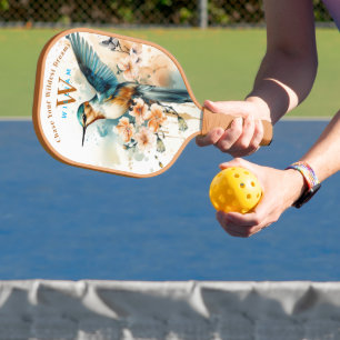 Custom Watercolor Funny Hummingbird Dog Photo Name Pickleball Paddle