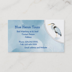 Custom Watercolor Great Blue Heron Bird  Business Card