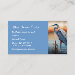 Custom Watercolor Great Blue Heron Bird Business Card