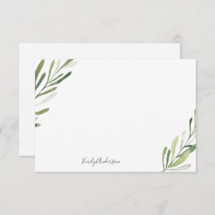 Custom Watercolor Greenery Note Card